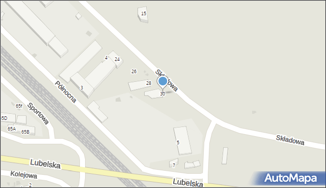 Puławy, Składowa, 30, mapa Puław