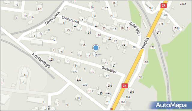 Radlin, Skautów, 13, mapa Radlin