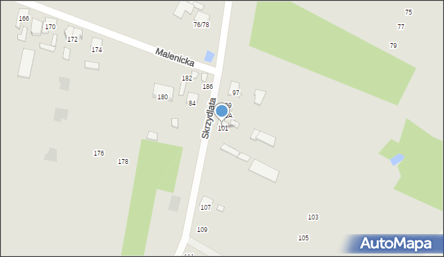 Radom, Skrzydlata, 101, mapa Radomia