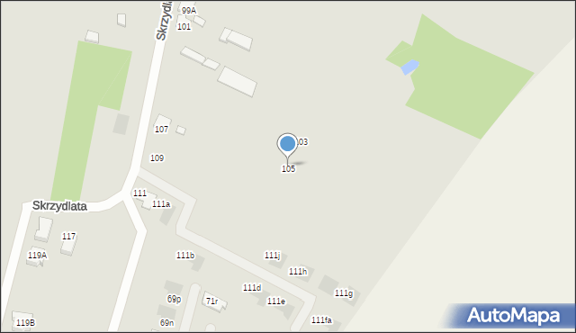 Radom, Skrzydlata, 105, mapa Radomia