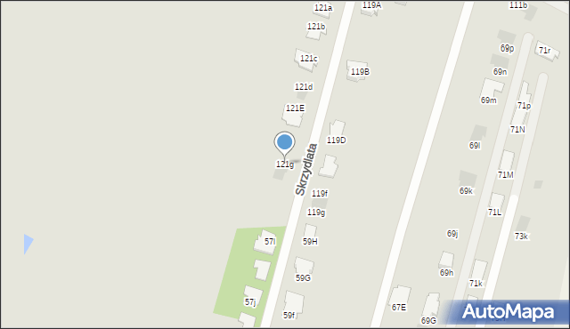 Radom, Skrzydlata, 121g, mapa Radomia