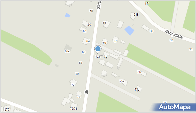 Radom, Skrzydlata, 71a, mapa Radomia