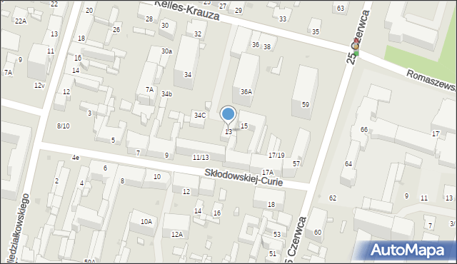 Radom, Skłodowskiej-Curie Marii, 13, mapa Radomia