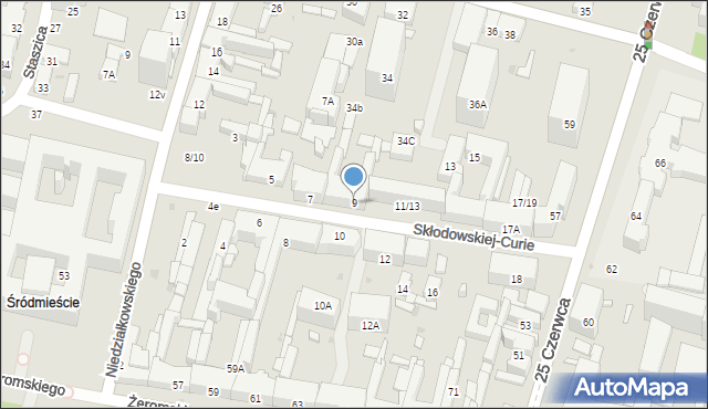 Radom, Skłodowskiej-Curie Marii, 9, mapa Radomia