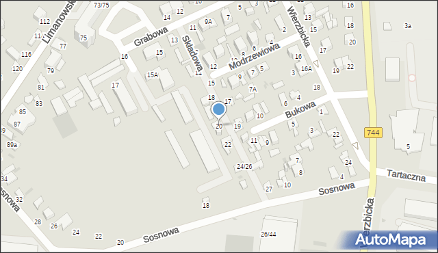 Radom, Składowa, 20, mapa Radomia