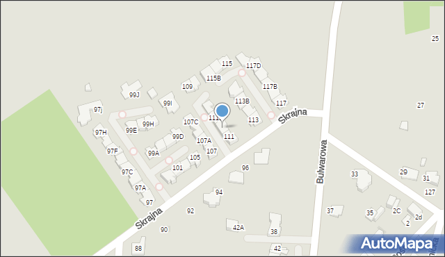 Radom, Skrajna, 111A, mapa Radomia