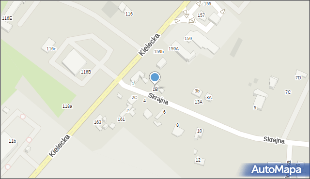 Radom, Skrajna, 1B, mapa Radomia