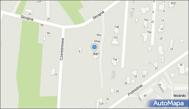 Radom, Skrajna, 66B, mapa Radomia