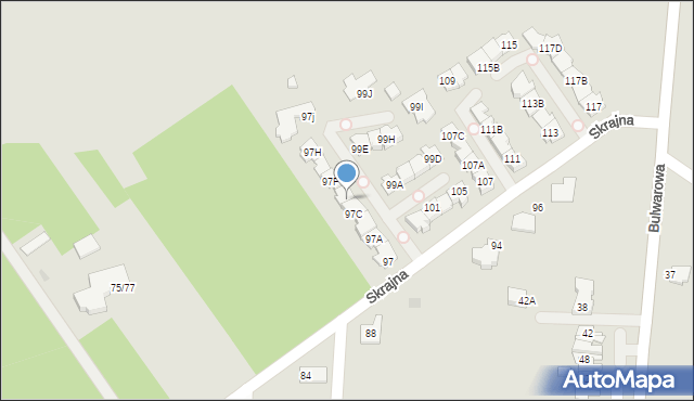 Radom, Skrajna, 97D, mapa Radomia