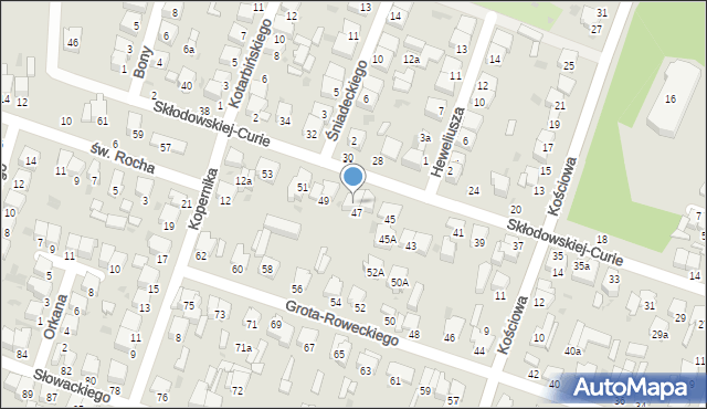 Radomsko, Skłodowskiej-Curie Marii, 47A, mapa Radomsko