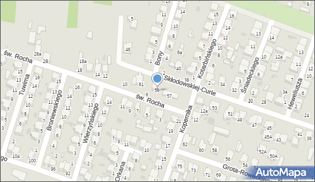 Radomsko, Skłodowskiej-Curie Marii, 59, mapa Radomsko