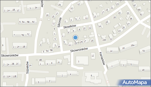 Ruda Śląska, Skowronków, 13, mapa Rudy Śląskiej