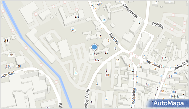 Rybnik, Skłodowskiej-Curie Marii, 11a, mapa Rybnika