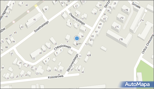 Siedlce, Skrzyneckiego Jana, gen., 36, mapa Siedlce