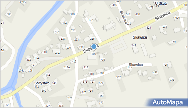 Skawica, Skawica, 700, mapa Skawica