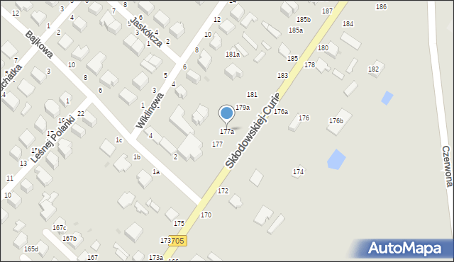 Skierniewice, Skłodowskiej-Curie Marii, 177a, mapa Skierniewic