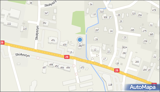 Skołyszyn, Skołyszyn, 281, mapa Skołyszyn