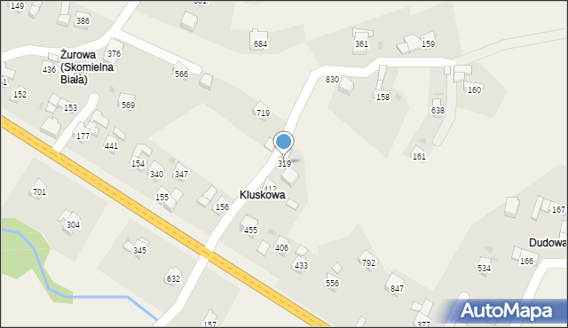 Skomielna Biała, Skomielna Biała, 319, mapa Skomielna Biała