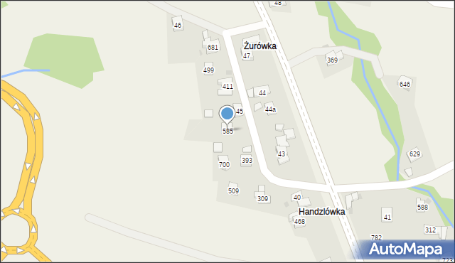 Skomielna Biała, Skomielna Biała, 585, mapa Skomielna Biała