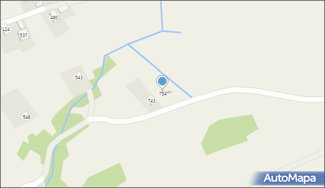 Skomielna Biała, Skomielna Biała, 734, mapa Skomielna Biała