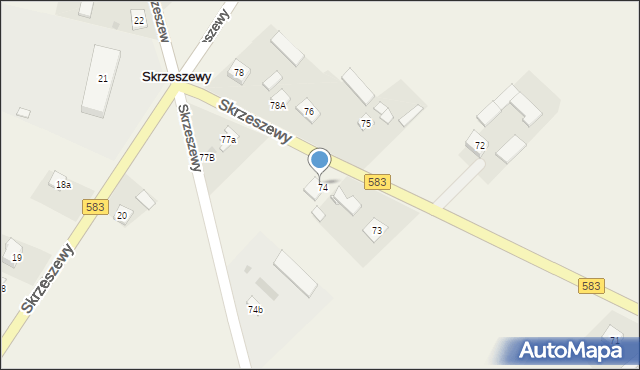 Skrzeszewy, Skrzeszewy, 74a, mapa Skrzeszewy