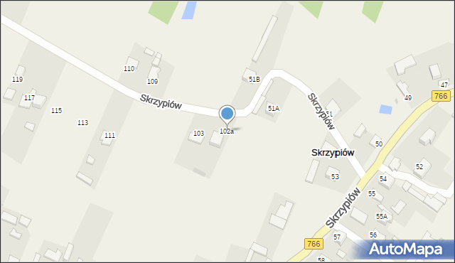Skrzypiów, Skrzypiów, 102a, mapa Skrzypiów