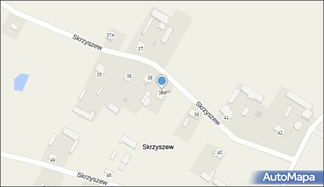 Skrzyszew, Skrzyszew, 38A, mapa Skrzyszew