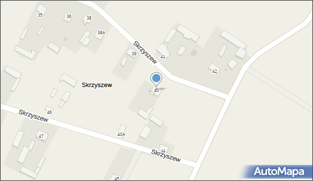 Skrzyszew, Skrzyszew, 40, mapa Skrzyszew