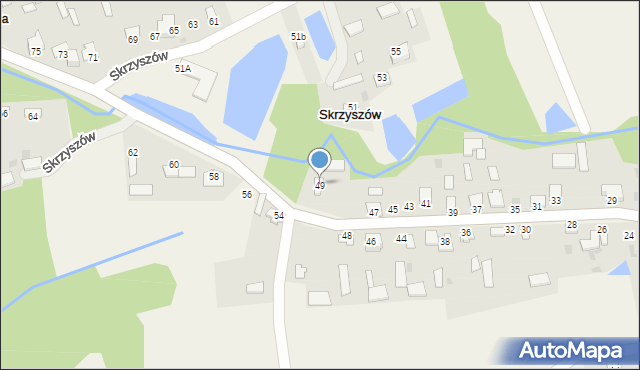 Skrzyszów, Skrzyszów, 49, mapa Skrzyszów
