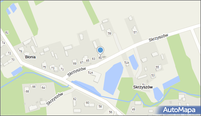 Skrzyszów, Skrzyszów, 61, mapa Skrzyszów