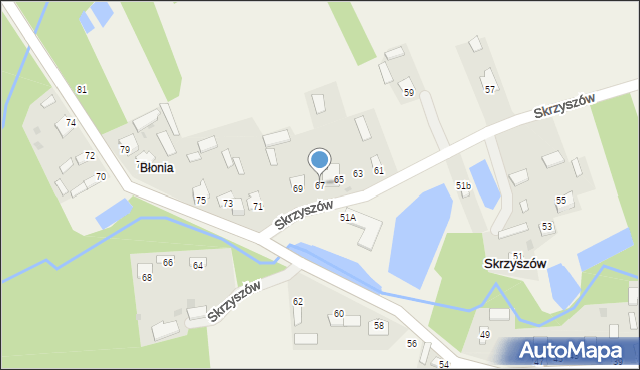 Skrzyszów, Skrzyszów, 67, mapa Skrzyszów