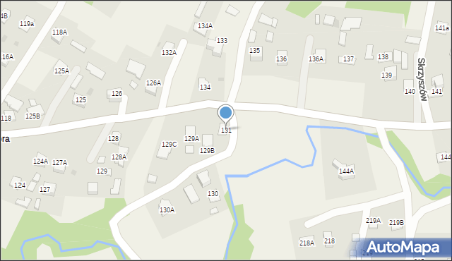 Skrzyszów, Skrzyszów, 131, mapa Skrzyszów