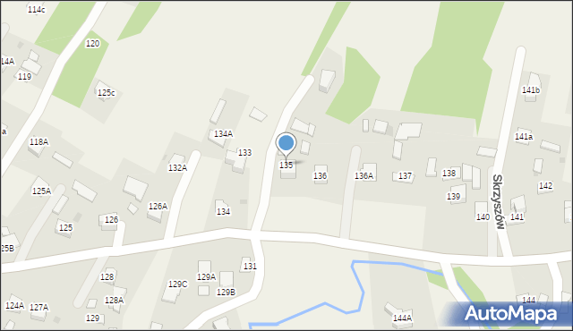 Skrzyszów, Skrzyszów, 135, mapa Skrzyszów