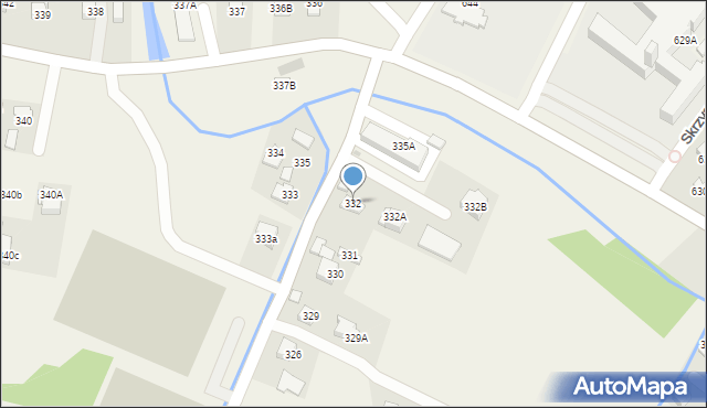Skrzyszów, Skrzyszów, 332, mapa Skrzyszów
