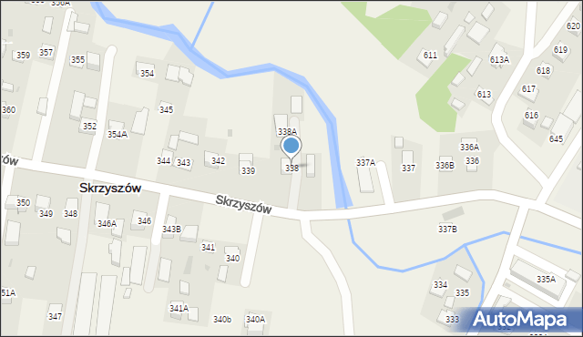 Skrzyszów, Skrzyszów, 338, mapa Skrzyszów