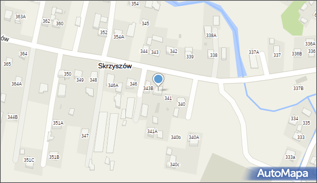 Skrzyszów, Skrzyszów, 343A, mapa Skrzyszów