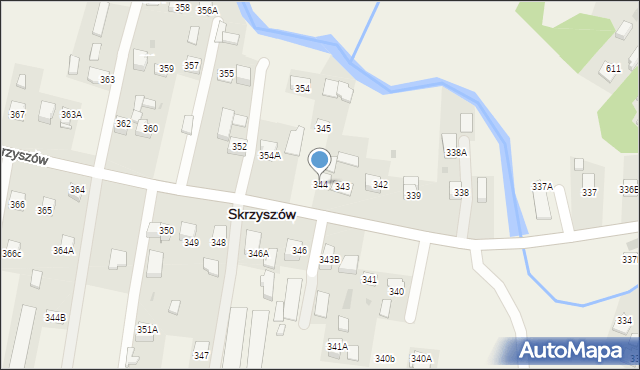 Skrzyszów, Skrzyszów, 344, mapa Skrzyszów