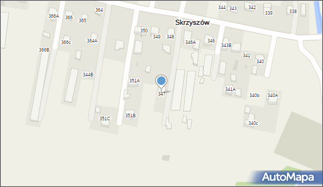 Skrzyszów, Skrzyszów, 347, mapa Skrzyszów