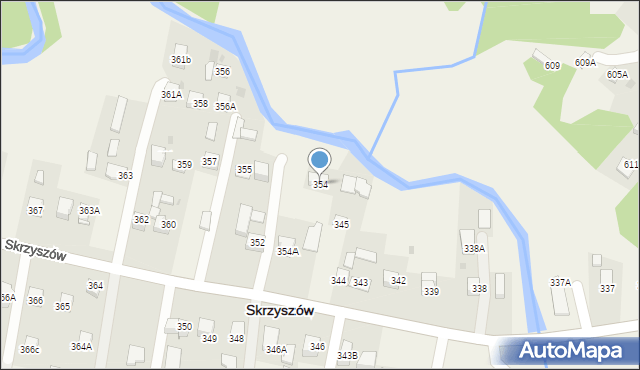 Skrzyszów, Skrzyszów, 354, mapa Skrzyszów