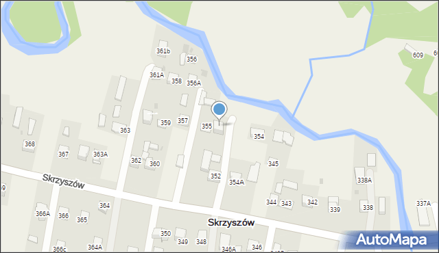 Skrzyszów, Skrzyszów, 355A, mapa Skrzyszów