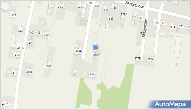 Skrzyszów, Skrzyszów, 388A, mapa Skrzyszów