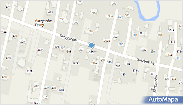 Skrzyszów, Skrzyszów, 395, mapa Skrzyszów