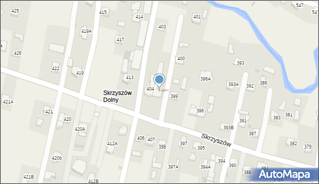 Skrzyszów, Skrzyszów, 405, mapa Skrzyszów