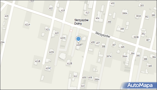 Skrzyszów, Skrzyszów, 412A, mapa Skrzyszów