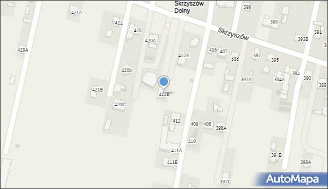 Skrzyszów, Skrzyszów, 412B, mapa Skrzyszów
