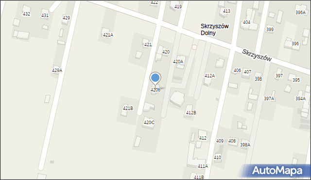 Skrzyszów, Skrzyszów, 420b, mapa Skrzyszów