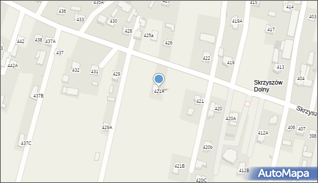 Skrzyszów, Skrzyszów, 421A, mapa Skrzyszów