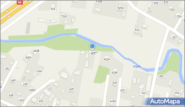 Skrzyszów, Skrzyszów, 423, mapa Skrzyszów