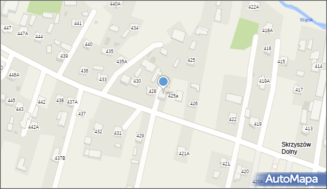 Skrzyszów, Skrzyszów, 427, mapa Skrzyszów