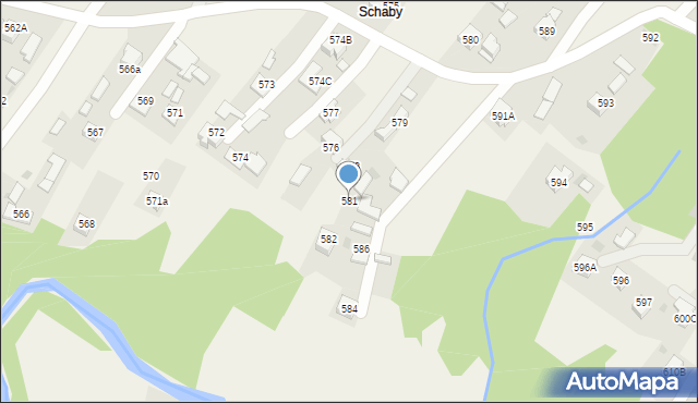 Skrzyszów, Skrzyszów, 581, mapa Skrzyszów